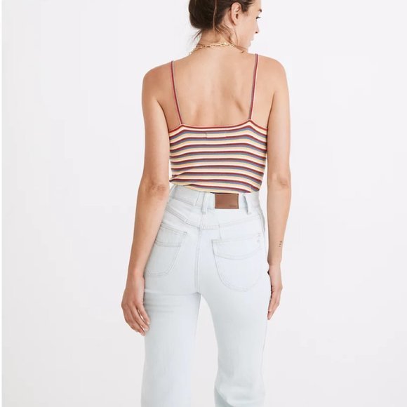 NWT‎ MADEWELL Rainbow Stripe Ribbed Thong Bodysuit in Windmill Stripe Kilt Red ( - Picture 3 of 12
